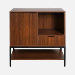Aparador de nogal con 1 puerta, 80cm