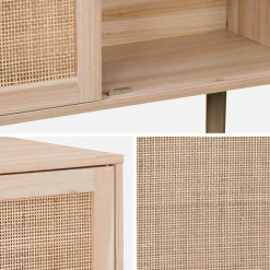 Aparador efecto caña y madera con 2 puertas, 80cm