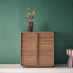 Aparador efecto madera 2 puertas, 80cm