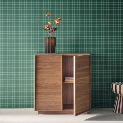 Aparador efecto madera 2 puertas, 80cm