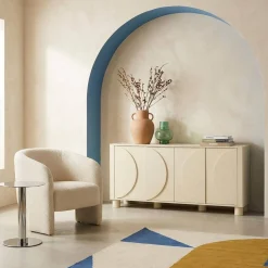 Aparador efecto madera con 4 puertas, 155cm