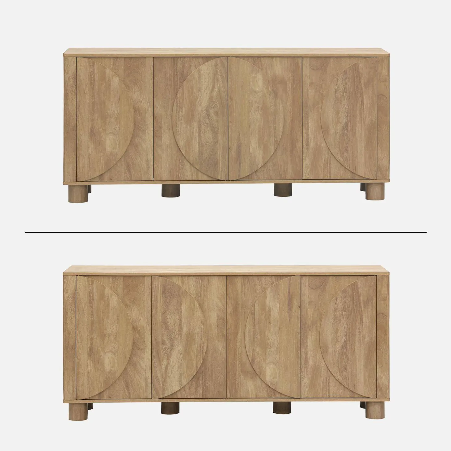 Aparador efecto madera con 4 puertas, 155cm