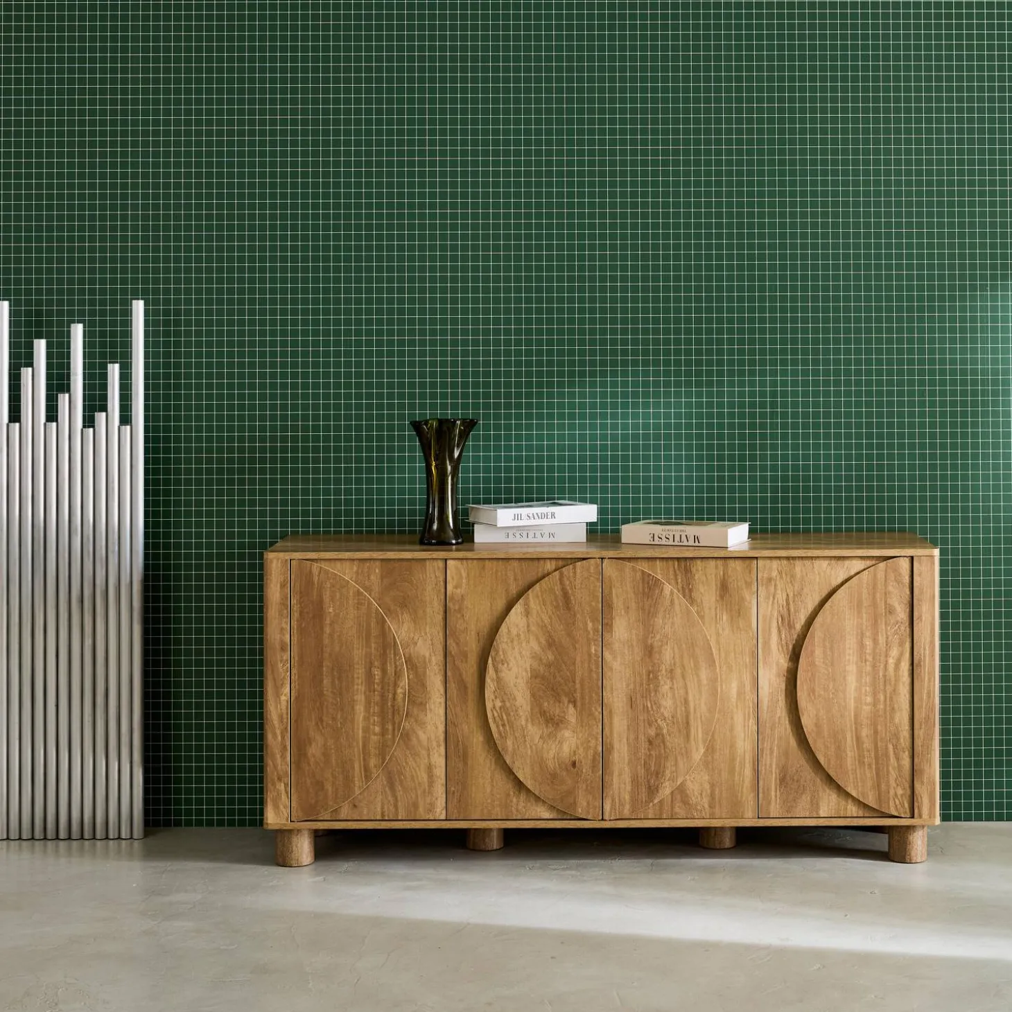 Aparador efecto madera con 4 puertas, 155cm