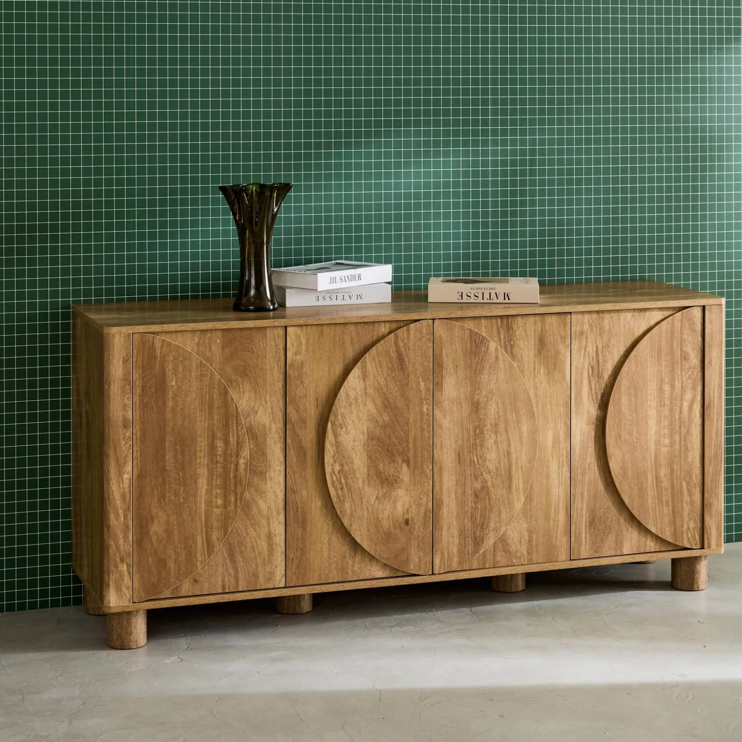 Aparador efecto madera con 4 puertas, 155cm
