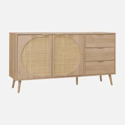 Aparador efecto madera de 2 puertas y 3 cajones, 150cm