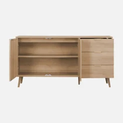 Aparador efecto madera de 2 puertas y 3 cajones, 150cm