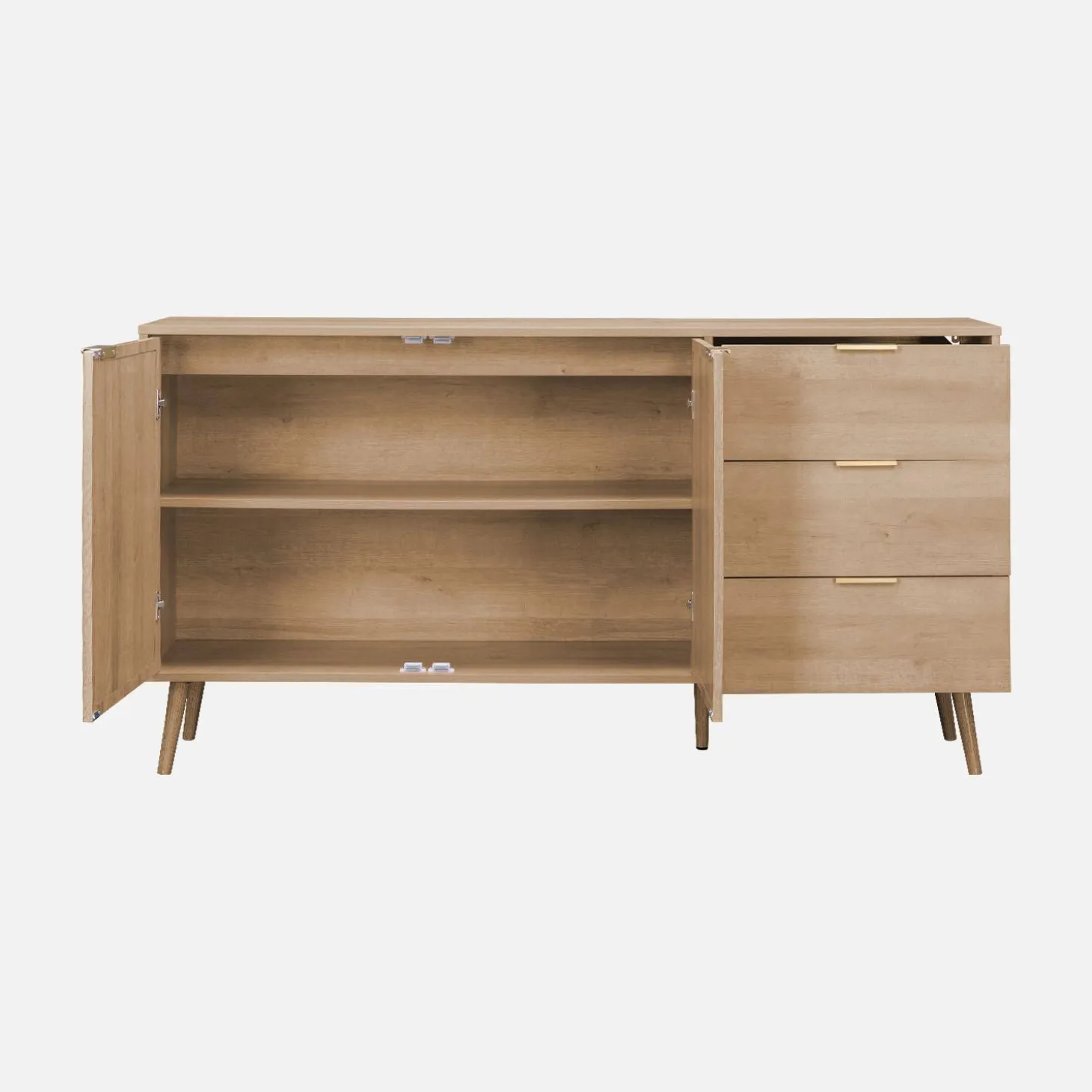 Aparador efecto madera de 2 puertas y 3 cajones, 150cm