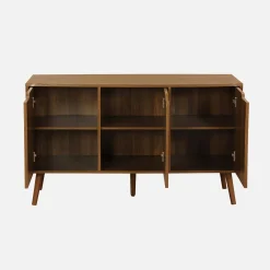 Aparador efecto nogal con 3 puertas y 3 estantes, 120cm