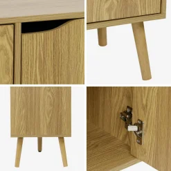 Aparador efecto nogal con 3 puertas y 3 estantes, 120cm