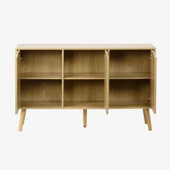 Aparador efecto nogal con 3 puertas y 3 estantes, 120cm