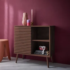 Aparador escandinavo con decoración de madera, 80cm