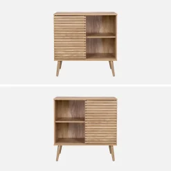 Aparador escandinavo con decoración de madera, 80cm