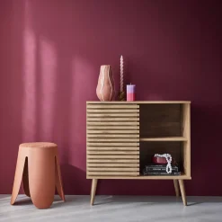 Aparador escandinavo con decoración de madera, 80cm