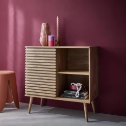 Aparador escandinavo con decoración de madera, 80cm