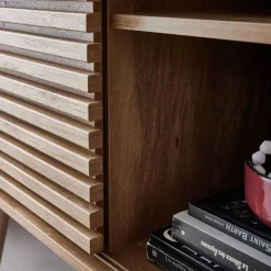 Aparador escandinavo con decoración de madera, 80cm