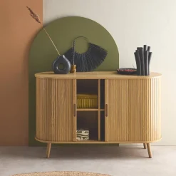 Aparador escandinavo con 2 puertas correderas, 120cm