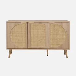Aparador escandinavo con efecto madera de 3 puertas, 120cm