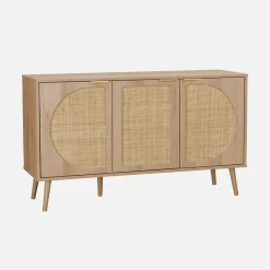 Aparador escandinavo con efecto madera de 3 puertas, 120cm
