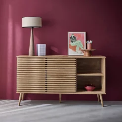 Aparador escandinavo de madera con 2 puertas, 140cm