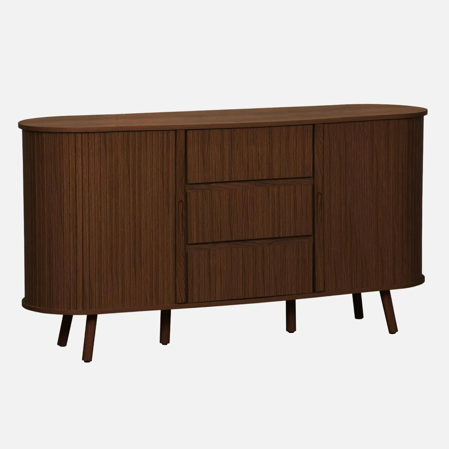 Aparador escandinavo efecto madera ranurada con 2 puertas correderas, 150cm