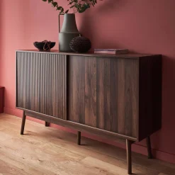 Aparador escandinavo efecto madera con 2 puertas, 150cm