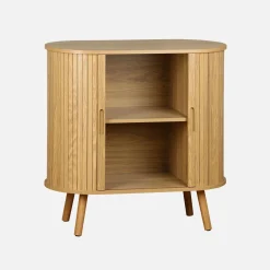 Aparador escandinavocon efecto madera ranurada, 80cm