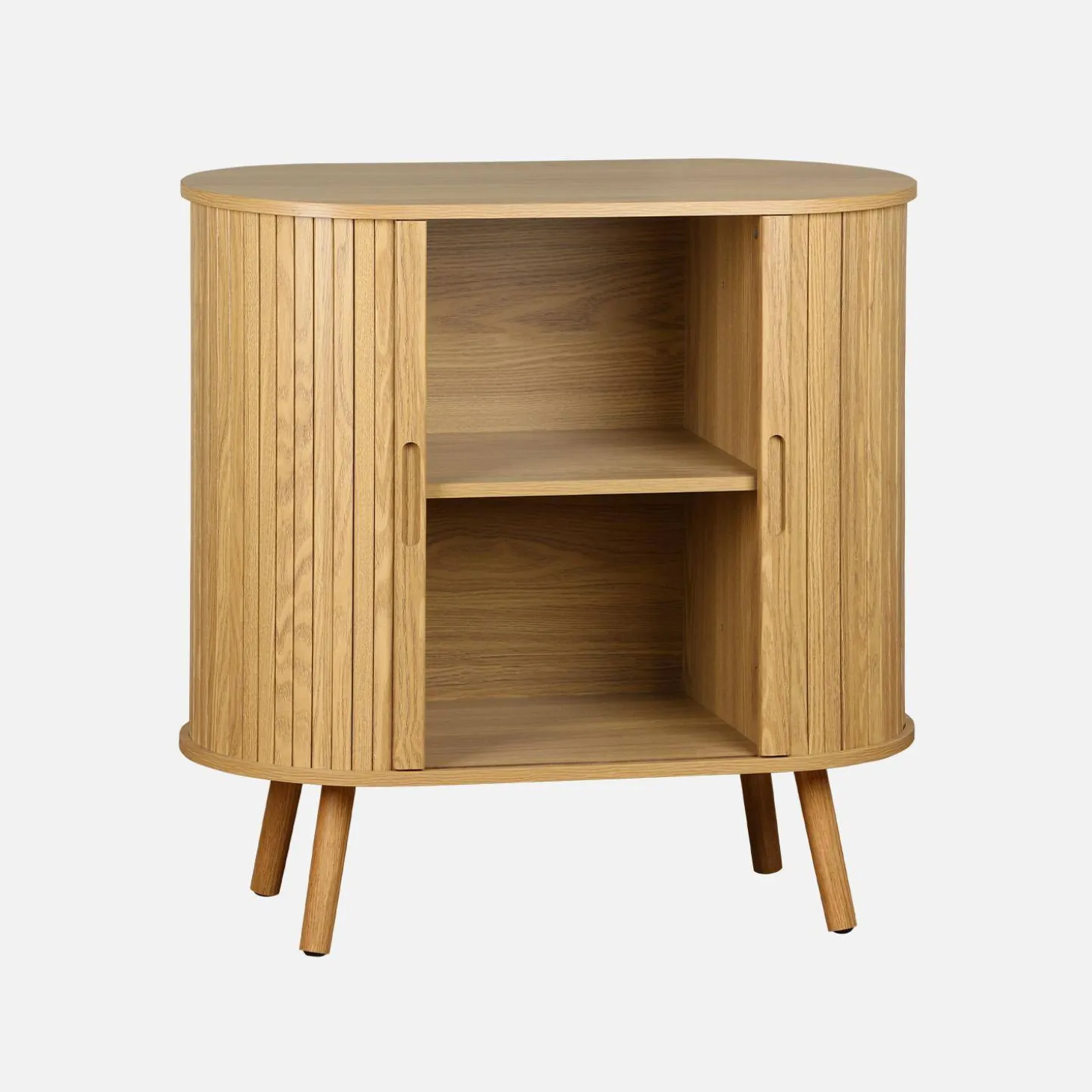 Aparador escandinavocon efecto madera ranurada, 80cm
