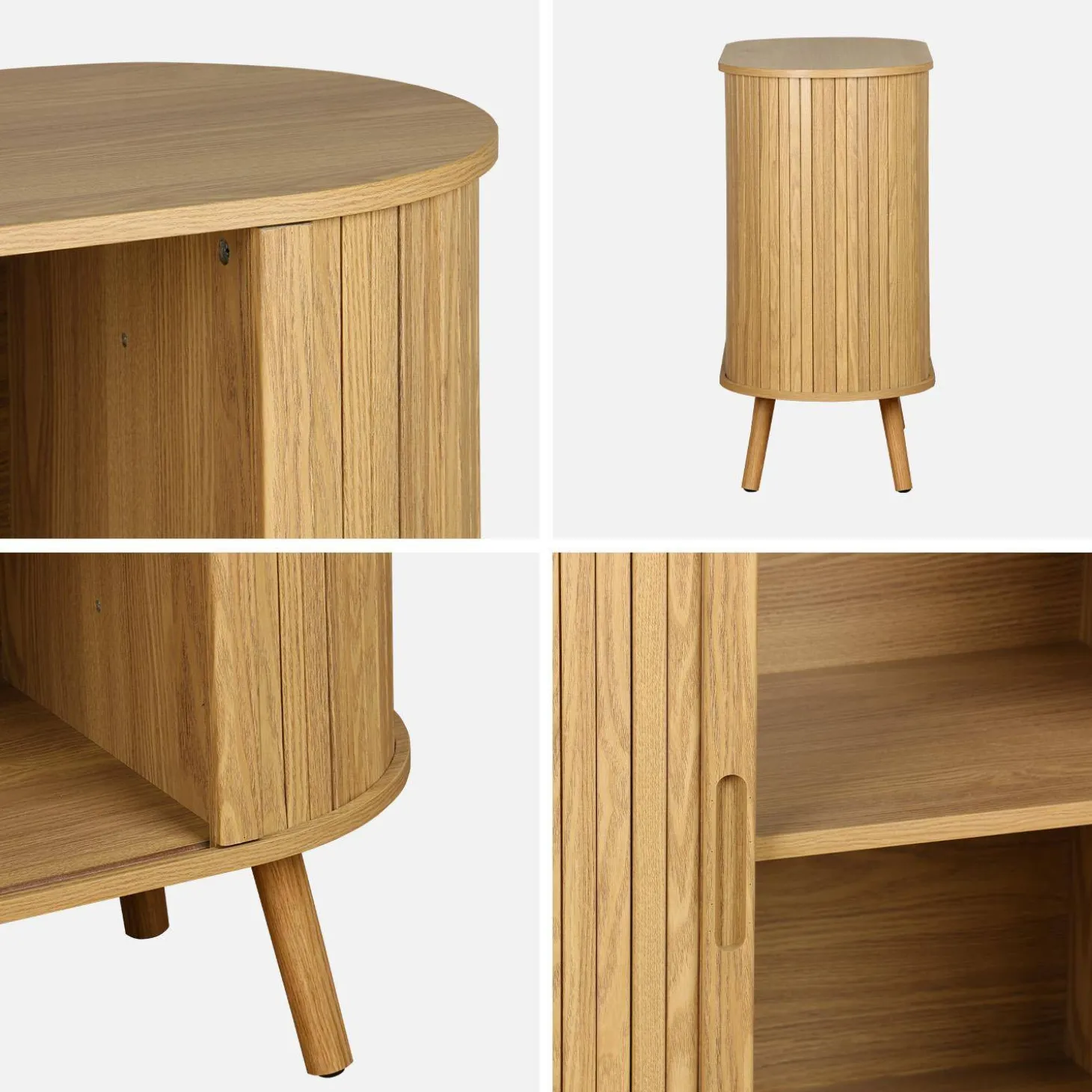 Aparador escandinavocon efecto madera ranurada, 80cm