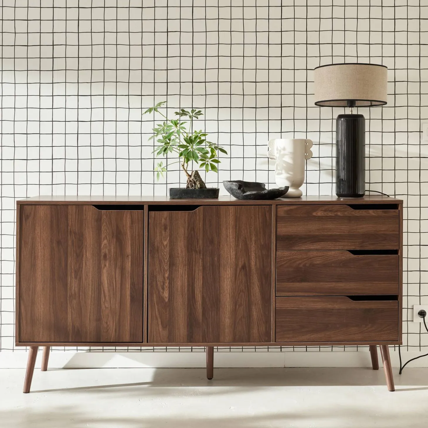Aparador estilo escandinavo con 2 puertas, 160cm