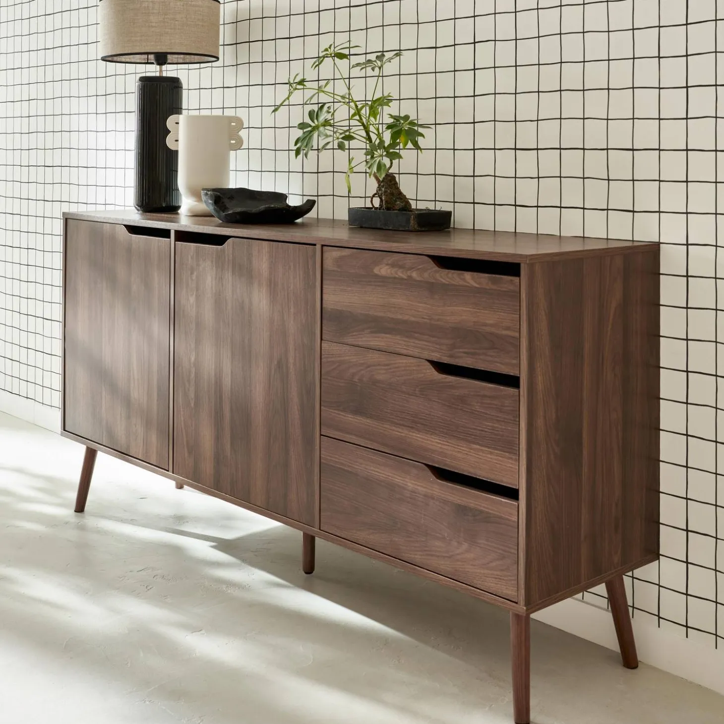 Aparador estilo escandinavo con 2 puertas, 160cm