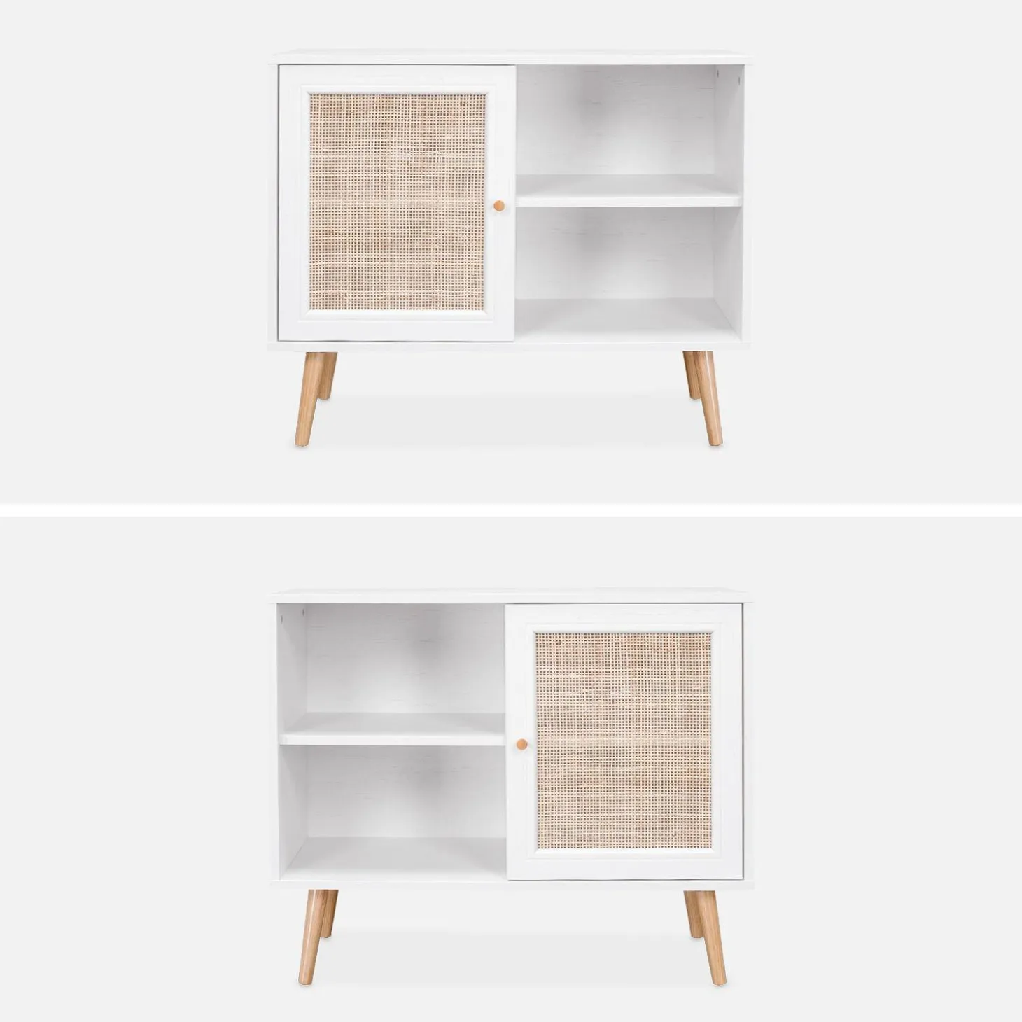 Aparador estilo escandinavo con 1 puerta de caña, 80cm