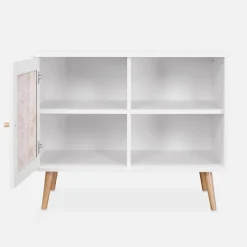Aparador estilo escandinavo con 1 puerta de caña, 80cm