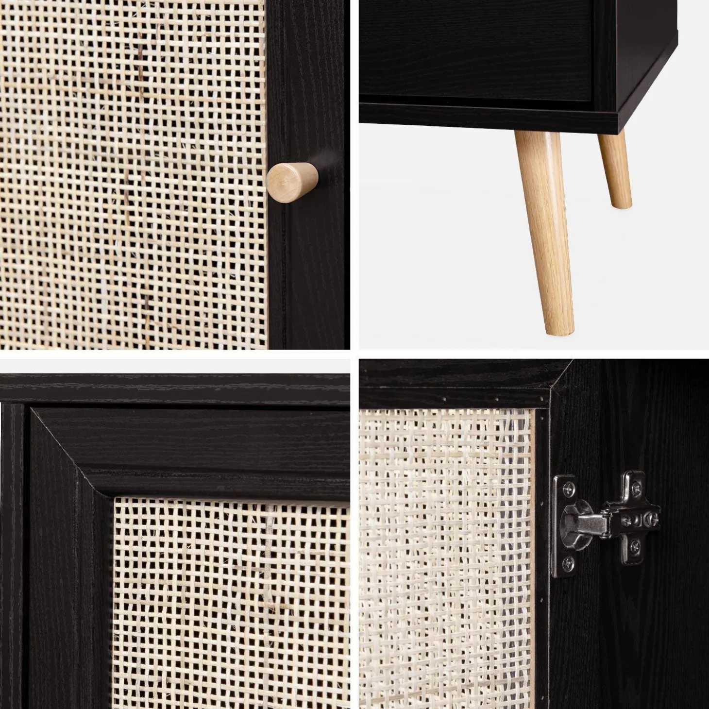 Aparador estilo escandinavo con 1 puerta de caña, 80cm