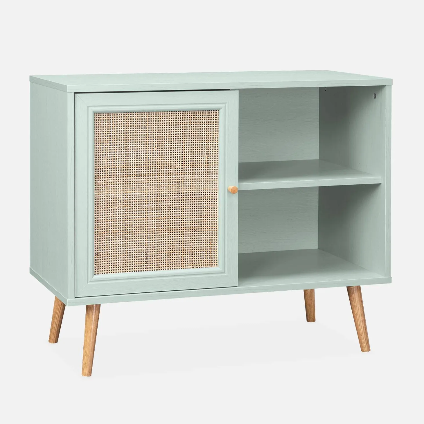 Aparador estilo escandinavo con 1 puerta de caña, 80cm