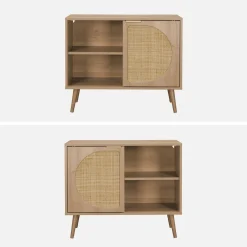 Aparador estilo escandinavo con madera redondeada, 80cm