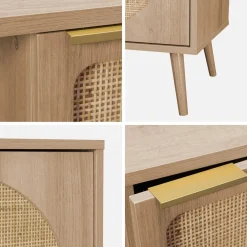 Aparador estilo escandinavo con madera redondeada, 80cm