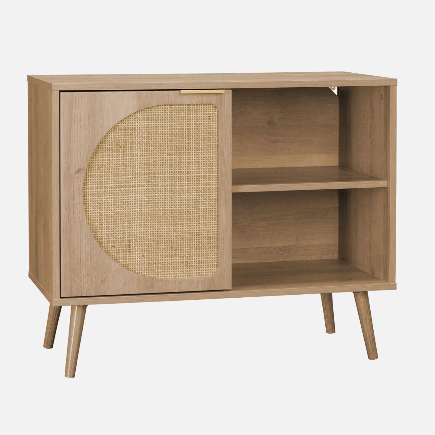 Aparador estilo escandinavo con madera redondeada, 80cm