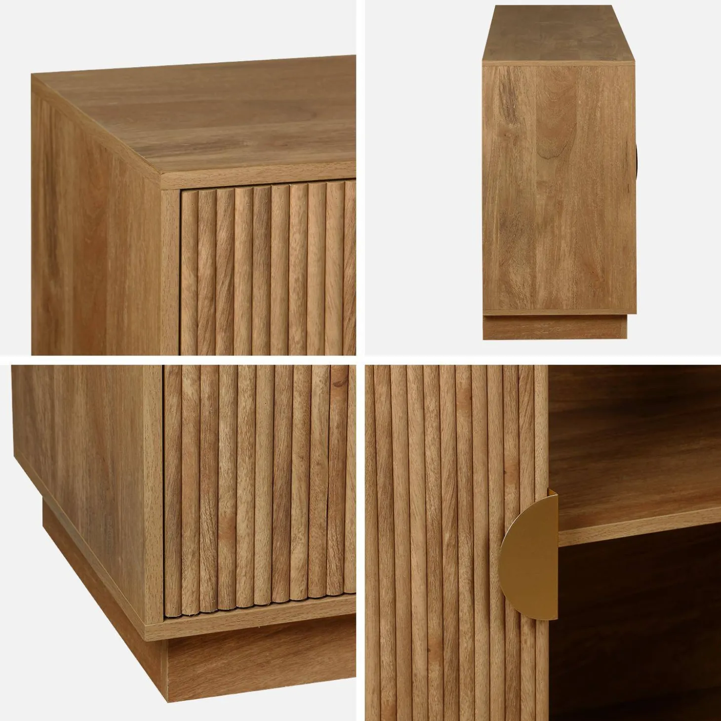 Aparador exótico de 4 puertas efecto madera de mango, 180cm