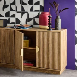 Aparador exótico de 4 puertas efecto madera de mango, 180cm