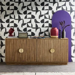 Aparador exótico de 4 puertas efecto madera de mango, 180cm