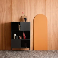 Aparador, mueble de almacenamiento industrial de metal con 6 compartimentos