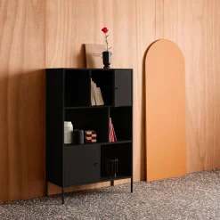 Aparador, mueble de almacenamiento industrial de metal con 6 compartimentos