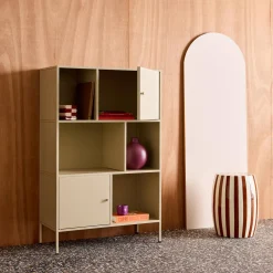 Aparador, mueble de almacenamiento industrial de metal con 6 compartimentos