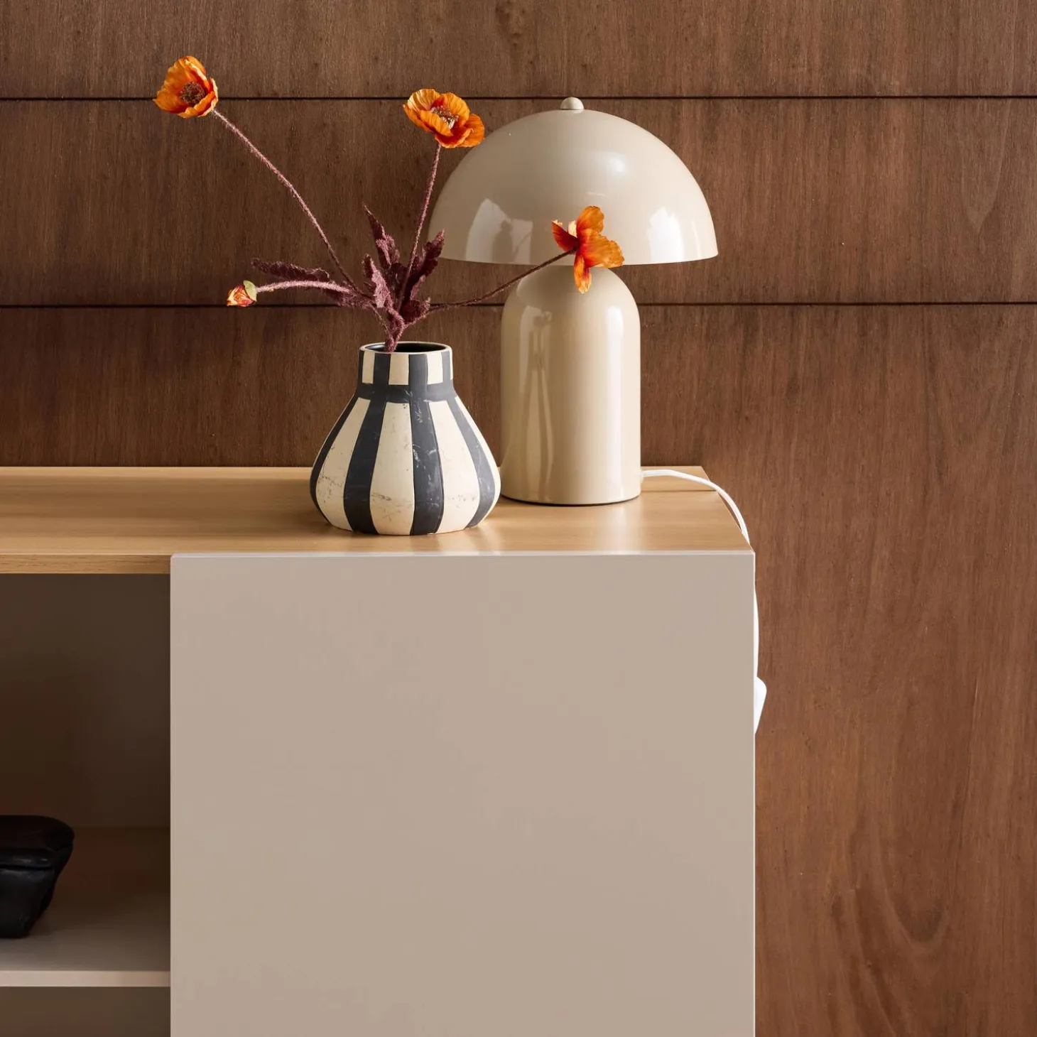 Aparador, mueble de almacenamiento de metal y decoración de madera 1 puerta, 80cm