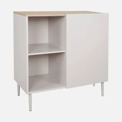 Aparador, mueble de almacenamiento de metal y decoración de madera 1 puerta, 80cm