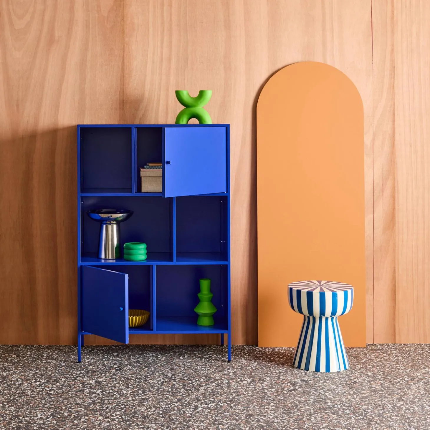 Aparador, mueble de almacenamiento industrial de metal con 6 compartimentos