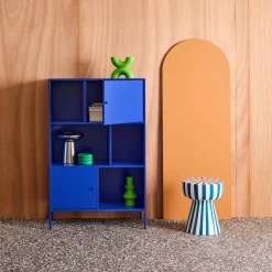 Aparador, mueble de almacenamiento industrial de metal con 6 compartimentos