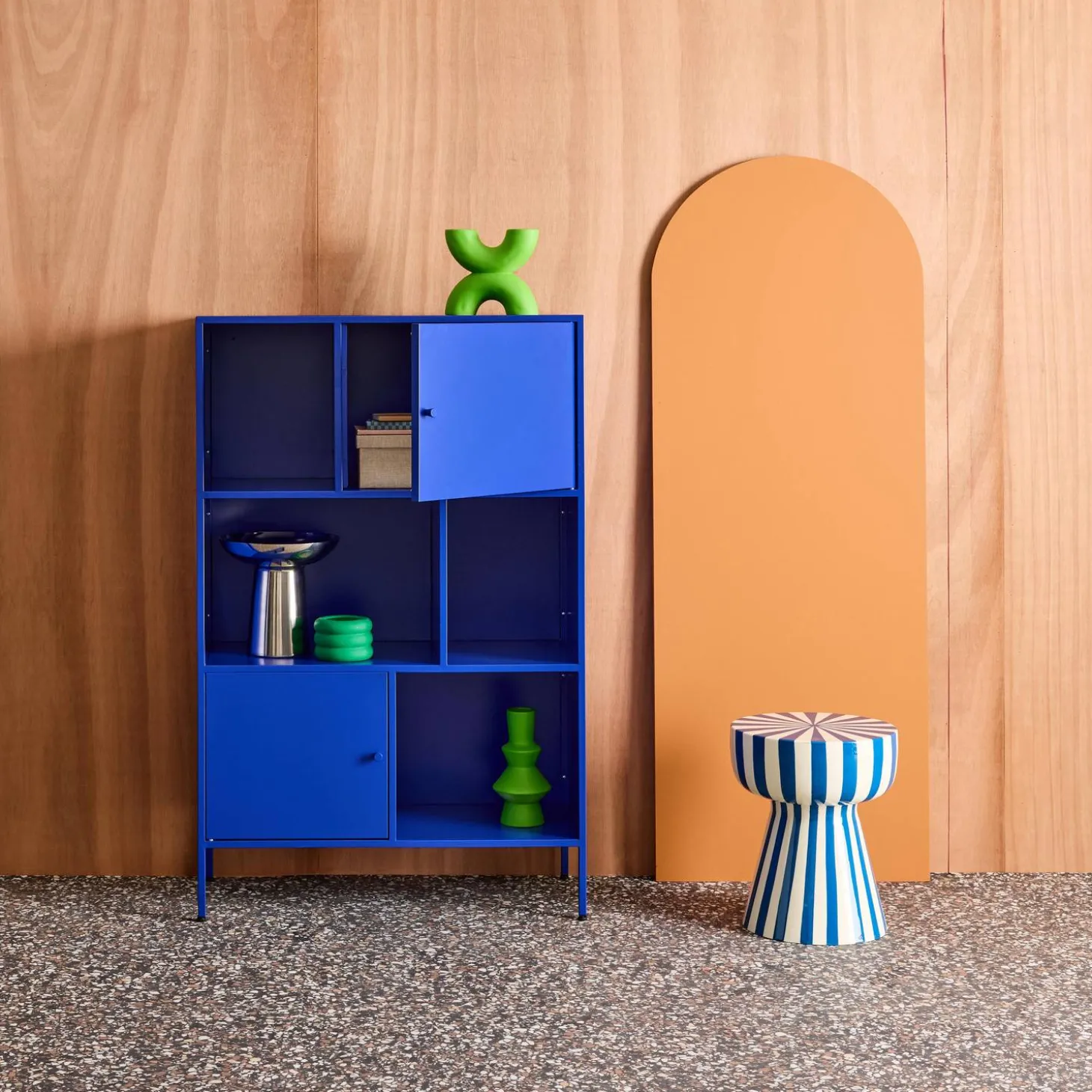 Aparador, mueble de almacenamiento industrial de metal con 6 compartimentos