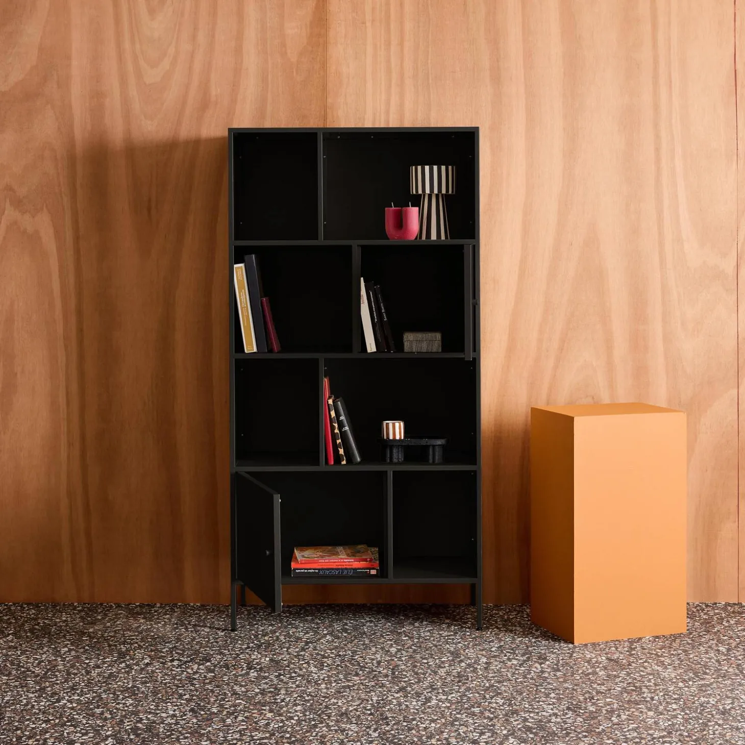 Aparador, mueble de almacenamiento industrial de metal con 8 compartimentos