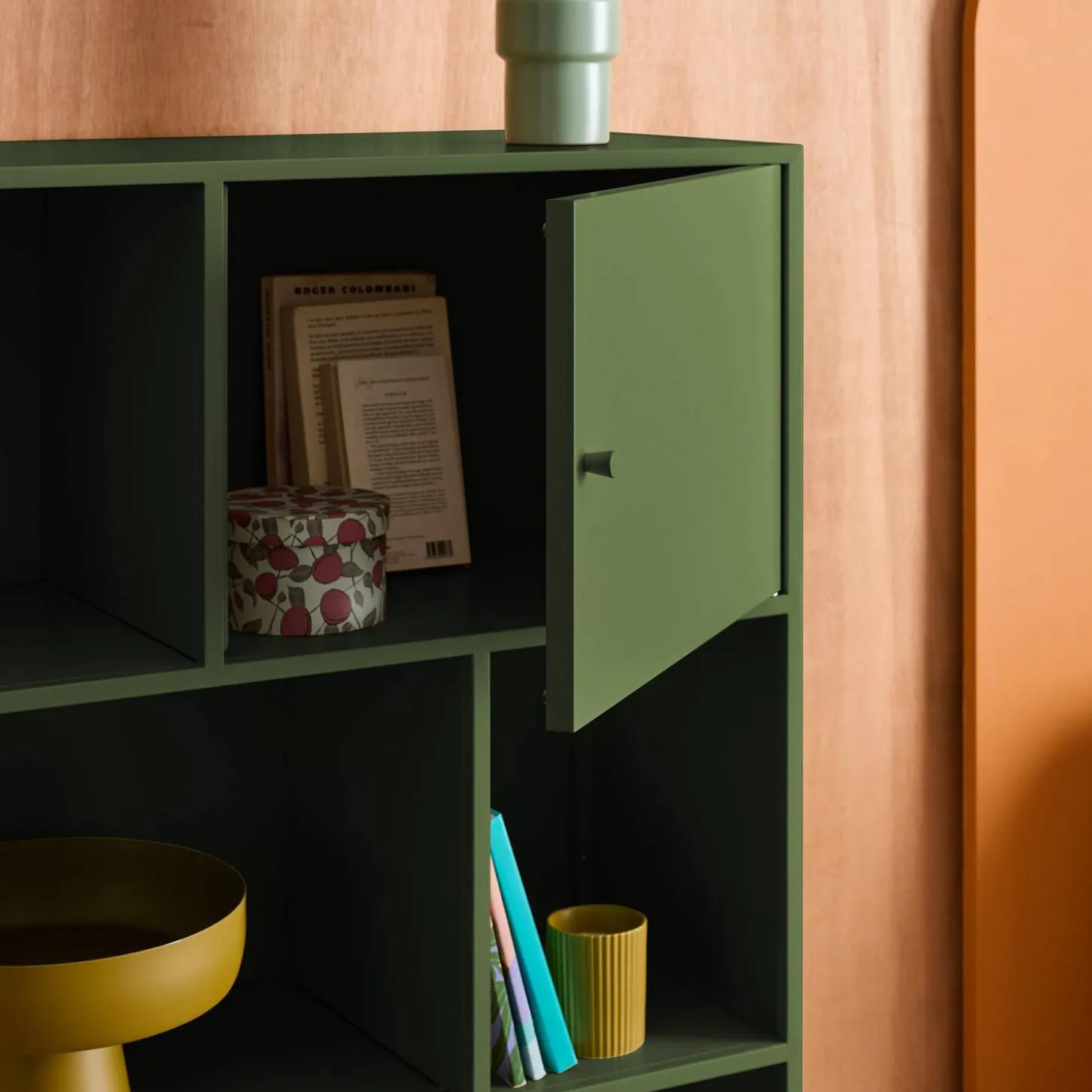 Aparador, mueble de almacenamiento industrial de metal con 6 compartimentos